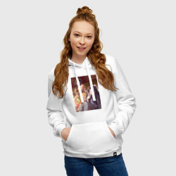 Толстовка-худи хлопковая женская Монолог фармацевта Жэньши выпивает, цвет: белый — фото 2