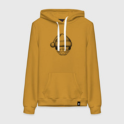 Толстовка-худи хлопковая женская Змея новогодняя, цвет: горчичный