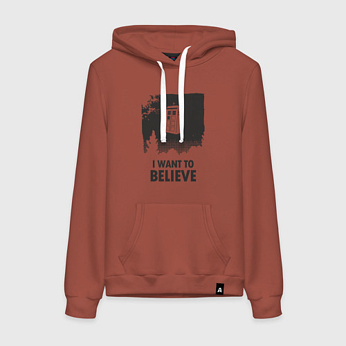 Женская толстовка-худи Tardis - I want to believe / Кирпичный – фото 1
