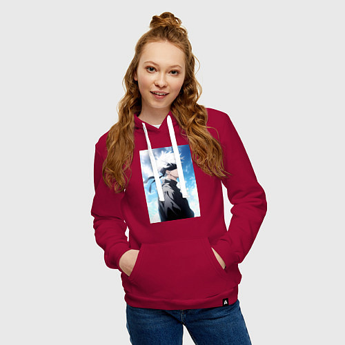 Женская толстовка-худи Магическая битва Сатору Годзё в повязке / Маджента – фото 3