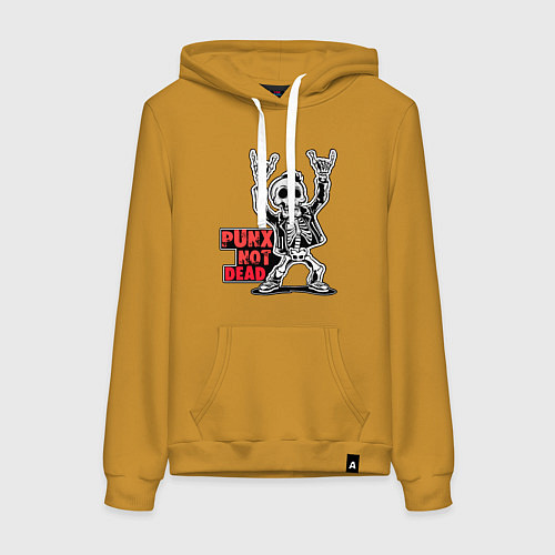 Женская толстовка-худи Череп с козой punks not dead / Горчичный – фото 1