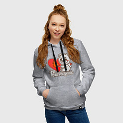 Толстовка-худи хлопковая женская Медведь хулиган с сердцем и спичкой, цвет: меланж — фото 2