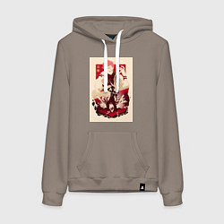 Толстовка-худи хлопковая женская Магическая битва Сукуна Рёмэн король арт, цвет: утренний латте