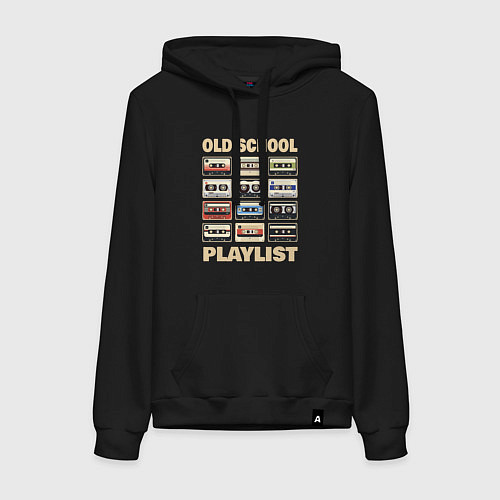 Женская толстовка-худи Плейлист старой школы / Черный – фото 1