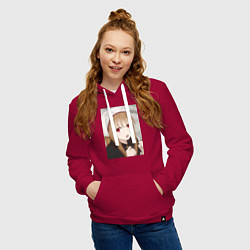 Толстовка-худи хлопковая женская Волчица и пряности Холо монашка, цвет: маджента — фото 2