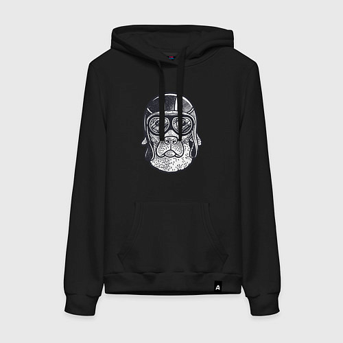 Женская толстовка-худи Пёс авиатор / Черный – фото 1