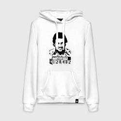 Толстовка-худи хлопковая женская Pablo escobar in the jail, цвет: белый