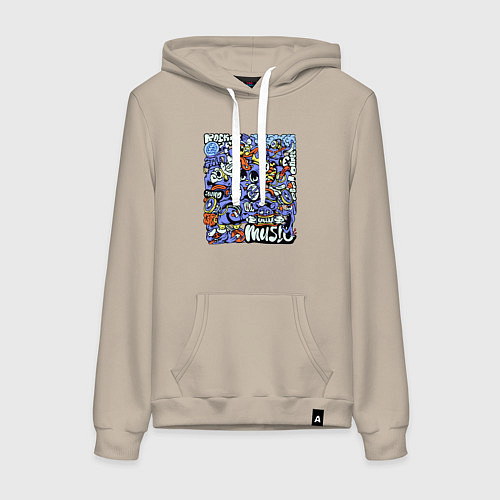 Женская толстовка-худи Монстры музыканты / Миндальный – фото 1