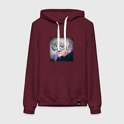 Толстовка-худи хлопковая женская Годжо, цвет: меланж-бордовый