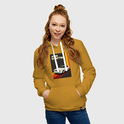 Толстовка-худи хлопковая женская Audi Quattro автомобиль, цвет: горчичный — фото 2