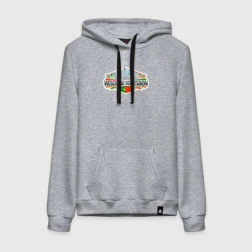 Женская толстовка-худи Лассабон - добро пожаловать / Меланж – фото 1