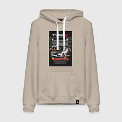 Толстовка-худи хлопковая женская Honda jdm, цвет: миндальный
