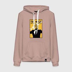Толстовка-худи хлопковая женская Волк с волстрит - Ди Каприо, цвет: пыльно-розовый