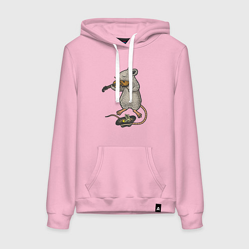 Женская толстовка-худи Мышонок скрипач / Светло-розовый – фото 1