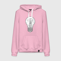 Толстовка-худи хлопковая женская Мозг и лампочка, цвет: светло-розовый