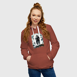 Толстовка-худи хлопковая женская Призрак Цусимы - Японский самурай, цвет: кирпичный — фото 2