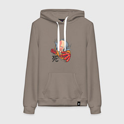 Толстовка-худи хлопковая женская One-Punch Man главный герой, цвет: утренний латте