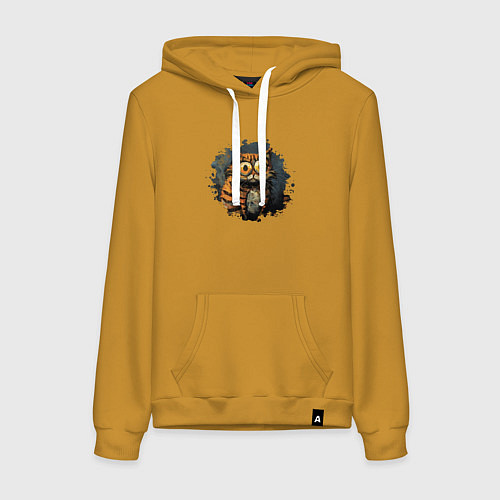 Женская толстовка-худи Большеглазый рыжий кот маслом / Горчичный – фото 1