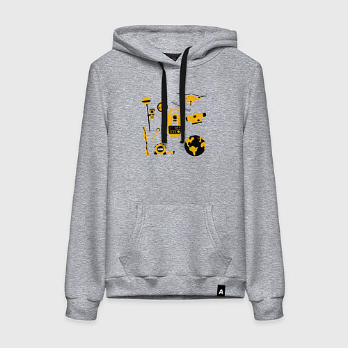 Женская толстовка-худи Геодезист атрибуты / Меланж – фото 1