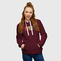 Толстовка-худи хлопковая женская Велосипед ретро, цвет: меланж-бордовый — фото 2