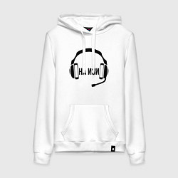 Толстовка-худи хлопковая женская Наушники - На изи, цвет: белый