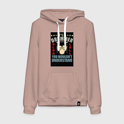 Толстовка-худи хлопковая женская Барабанщик музыка, цвет: пыльно-розовый