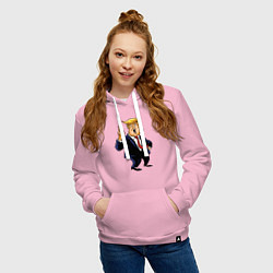 Толстовка-худи хлопковая женская Злой Трамп, цвет: светло-розовый — фото 2