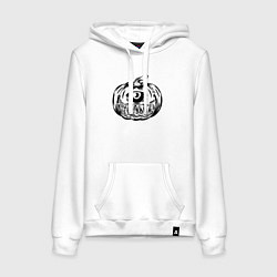 Толстовка-худи хлопковая женская Одноглазая тыква, цвет: белый