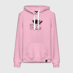 Толстовка-худи хлопковая женская Пилот: радоваться жизни трудная работа, цвет: светло-розовый
