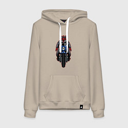 Толстовка-худи хлопковая женская Кабан байкер, цвет: миндальный