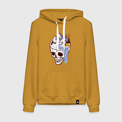 Толстовка-худи хлопковая женская Dead camper, цвет: горчичный
