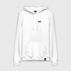 Толстовка-худи хлопковая женская Глазки то бегают смайл, цвет: белый