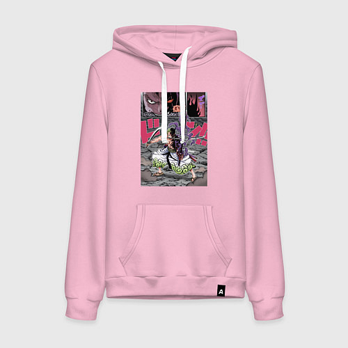 Женская толстовка-худи Ван-Пис Зоро Ророноа техника / Светло-розовый – фото 1