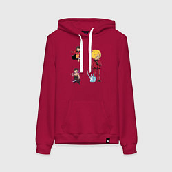 Толстовка-худи хлопковая женская Ван-Пис Санджи Зоро, цвет: маджента