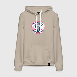 Толстовка-худи хлопковая женская Hockey club amateur, цвет: миндальный