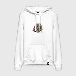Толстовка-худи хлопковая женская Осенний хищник, цвет: белый