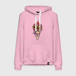 Толстовка-худи хлопковая женская Страшное мороженое, цвет: светло-розовый