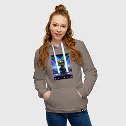 Толстовка-худи хлопковая женская DJ Rex - neon glow fantasy, цвет: утренний латте — фото 2