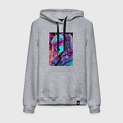 Толстовка-худи хлопковая женская Кибер девчонка в розовых очках - нейроарт, цвет: меланж