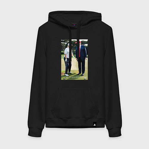 Женская толстовка-худи Джо и Дональд на поле для гольфа / Черный – фото 1