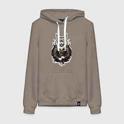 Женская толстовка-худи Серьезный кот самурай