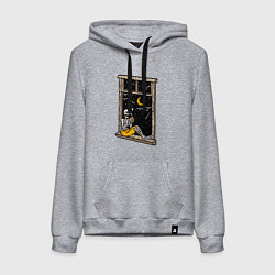 Толстовка-худи хлопковая женская Ночной мечтатель, цвет: меланж