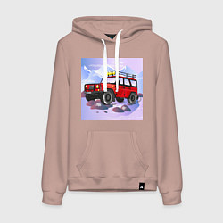 Толстовка-худи хлопковая женская Внедорожник УАЗ Хантер, цвет: пыльно-розовый