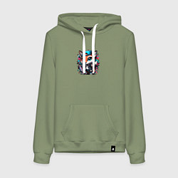 Толстовка-худи хлопковая женская Уличная художница, цвет: авокадо