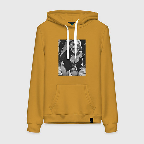 Женская толстовка-худи Ребекка в позе - Киберпанк / Горчичный – фото 1