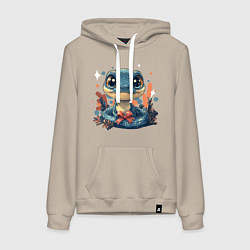 Толстовка-худи хлопковая женская Милая змейка - символ года, цвет: миндальный