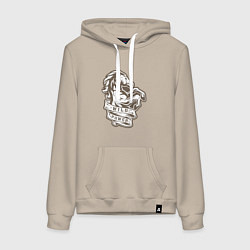 Толстовка-худи хлопковая женская Конь - дикая энергия, цвет: миндальный