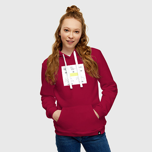 Женская толстовка-худи Big bang подписи участников / Маджента – фото 3