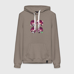 Толстовка-худи хлопковая женская Кафка стикеры, цвет: утренний латте