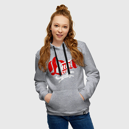 Женская толстовка-худи Да пошло оно все надпись / Меланж – фото 3